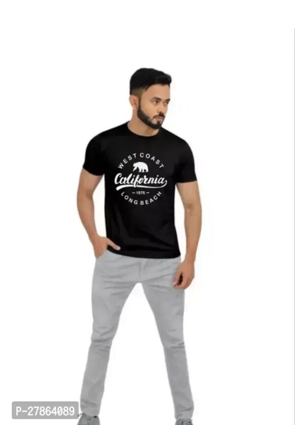 ROUND NECK BLACK PRINTED T-SHIRT - Image 2