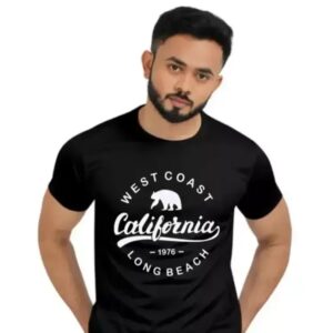 ROUND NECK BLACK PRINTED T-SHIRT