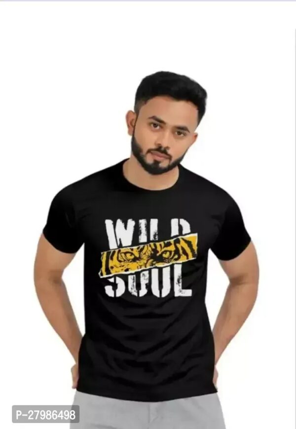 ROUND NECK BLACK PRINTED T-SHIRT