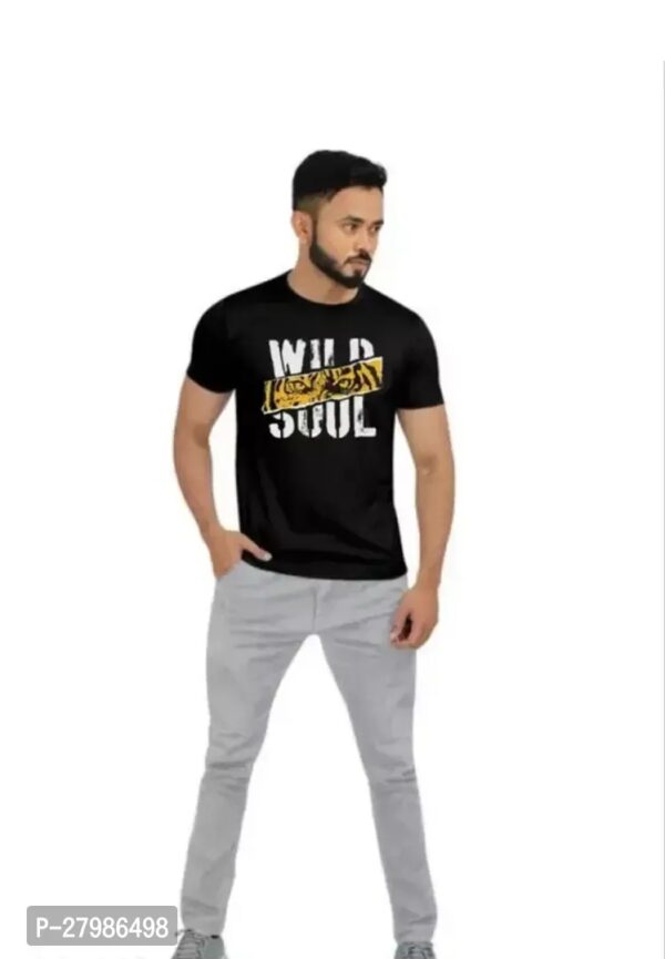 ROUND NECK BLACK PRINTED T-SHIRT - Image 2