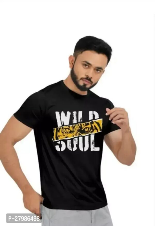 ROUND NECK BLACK PRINTED T-SHIRT - Image 3