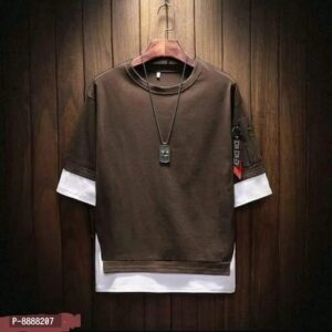 OVERSIZED BROWN ROUND NECK T-SHIRT