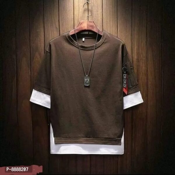 OVERSIZED BROWN ROUND NECK T-SHIRT