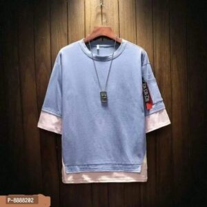 BLUE OVERSIZED T-SHIRT ROUND NECK IN DUAL DESIGN