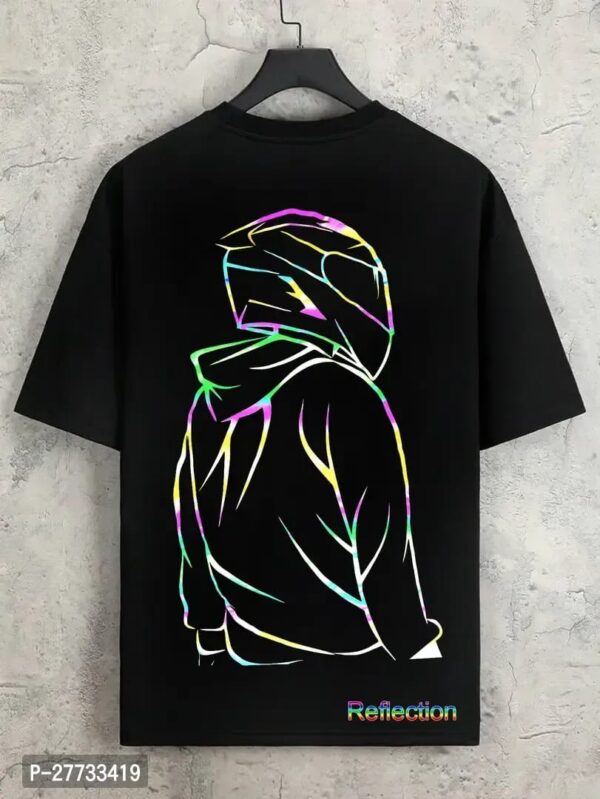 Black colour reflecting designed t shirt