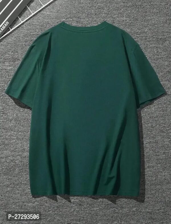 ROUND NECK DARK GREEN PRINTED T-SHIRT - Image 3