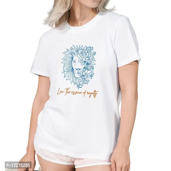ROUND NECK ZODIAC SIGN DESIGNED T-SHIRT FOR WOMEN (WHITE) - Image 3