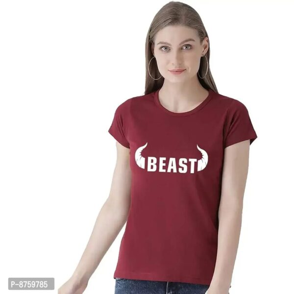 ROUND NECK T-SHIRT FOR WOMEN (RED) - Image 3