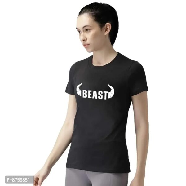 ROUND NECK T-SHIRT FOR WOMEN (BLACK) - Image 2