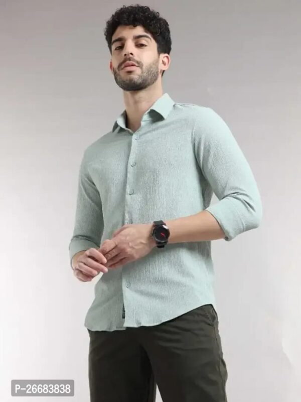 REGULAR FIT SOLID SPREAD COLLAR CLASSY SHIRT - Image 4