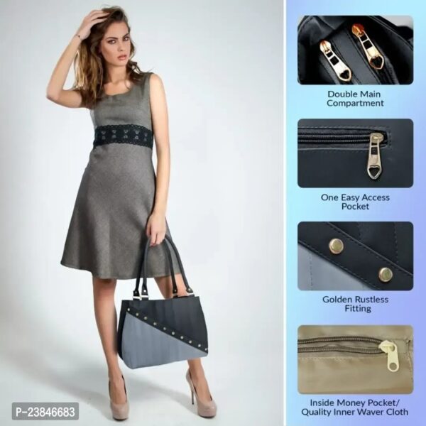 PREMIUM PU MADE HANDBAG FOR WOMEN (BLACK) - Image 5