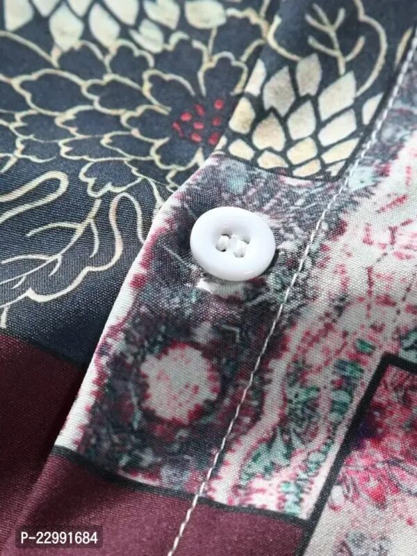 Discover the Classic Spandex Printed Casual Maroon Shirt for Men - Image 5
