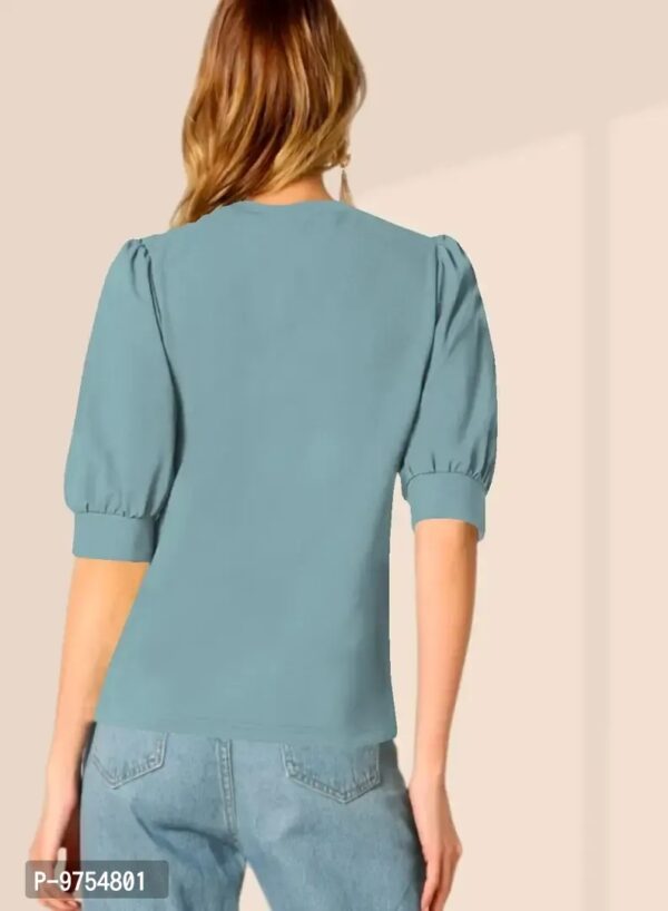 Effortless Elegance: Women's Puff Sleeve V-Neck Casual Top - Image 4