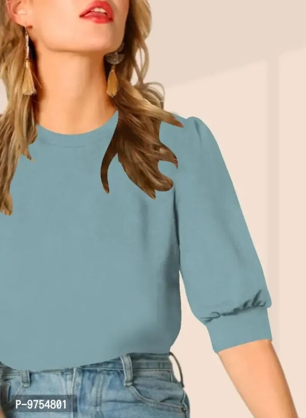 Effortless Elegance: Women's Puff Sleeve V-Neck Casual Top - Image 6