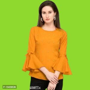 Classic Blend Embellished Bell Sleeved Tops for Women