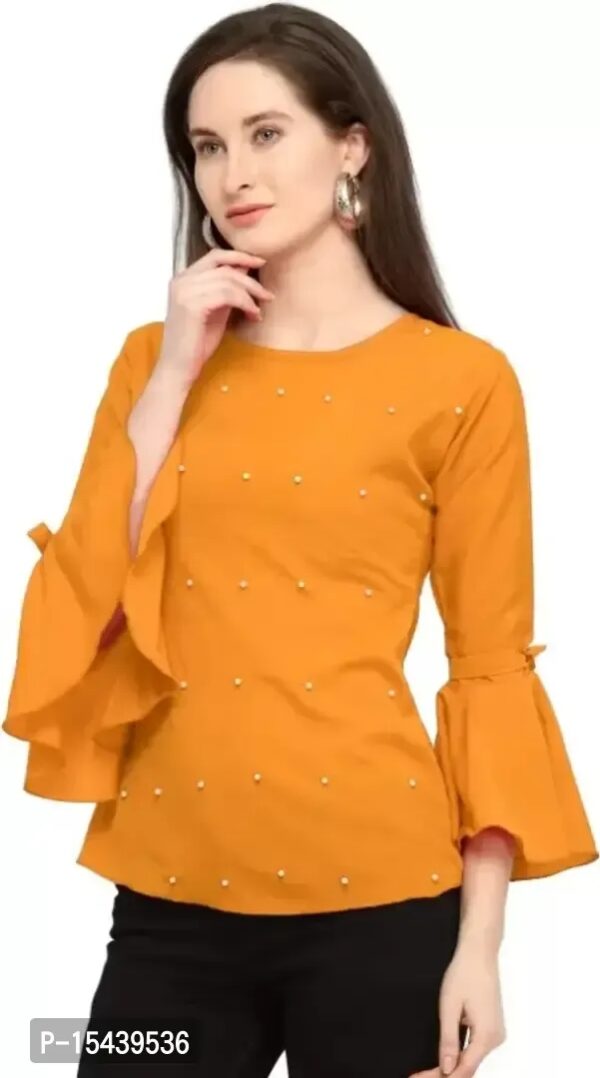 Classic Blend Embellished Bell Sleeved Tops for Women - Image 3