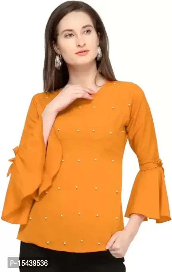 Classic Blend Embellished Bell Sleeved Tops for Women - Image 4