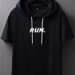 Stylish Pullover Printed Half Sleeves Hoodie for Men
