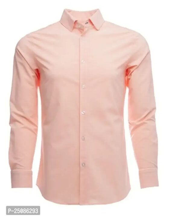 Elegant Long Sleeved Peach Cotton Shirt for Men