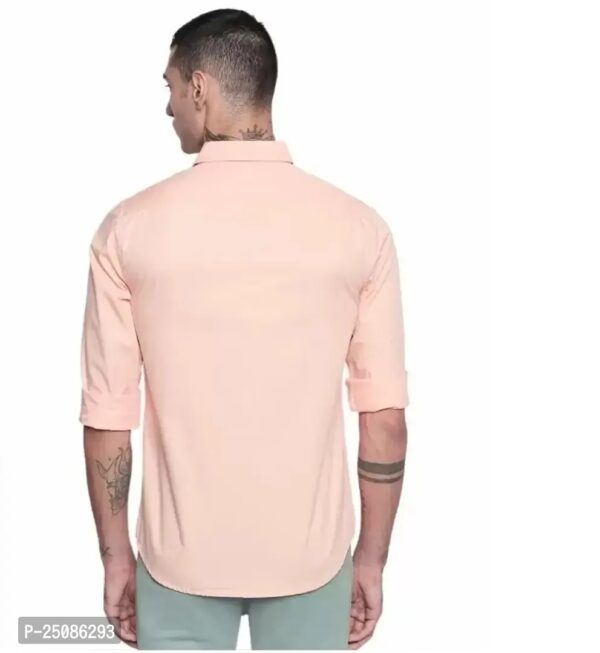 Elegant Long Sleeved Peach Cotton Shirt for Men - Image 3