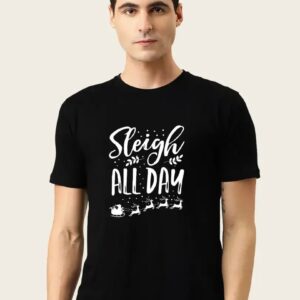 Trendy Cotton Blend Tees for Men - Black Color Printed Round Neck T-Shirt