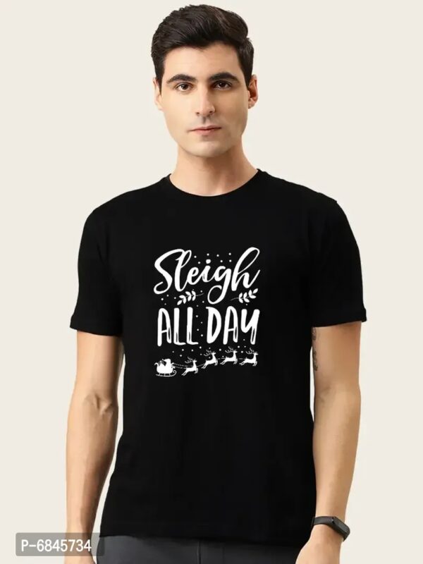 Trendy Cotton Blend Tees for Men - Black Color Printed Round Neck T-Shirt