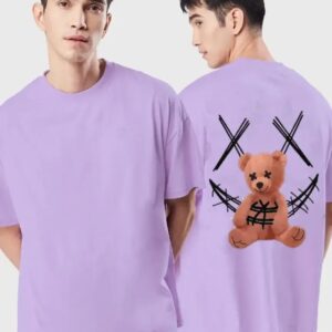 Stylish and Comfortable: Purple Printed Cotton Blend Round Neck T-Shirt for Men