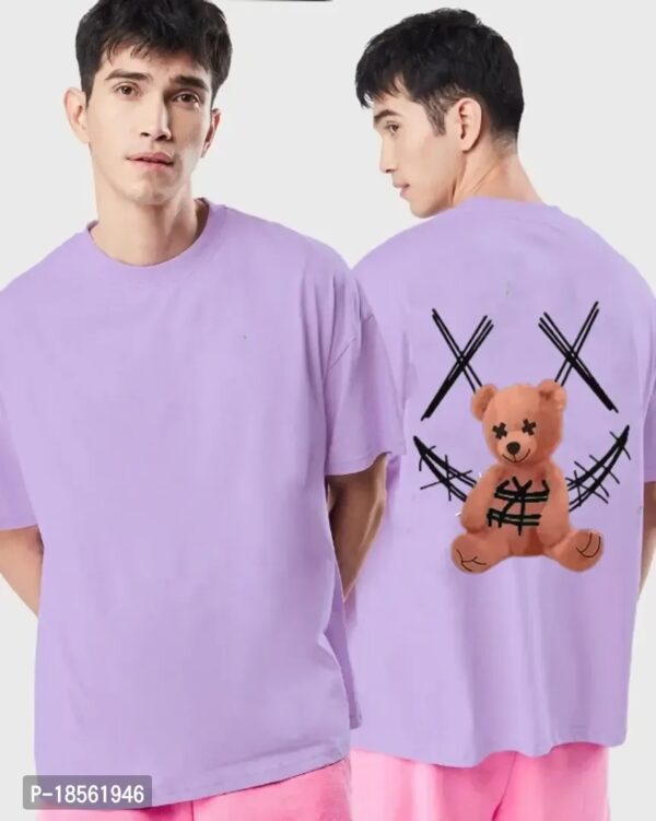 Stylish and Comfortable: Purple Printed Cotton Blend Round Neck T-Shirt for Men