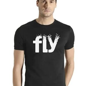 Reliable Black Polyester Blend Printed Round Neck Tees for Men