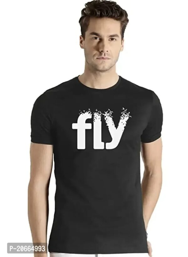 Reliable Black Polyester Blend Printed Round Neck Tees for Men