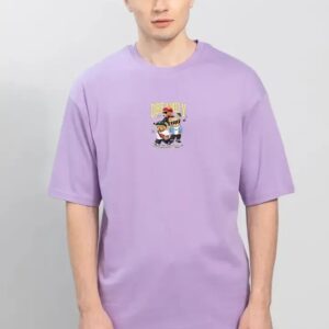 Classic Purple Polyester Printed T-Shirt for Men