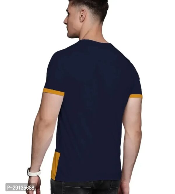 Stylish Round Neck Navy Blue Printed T-Shirt for Men - Image 2