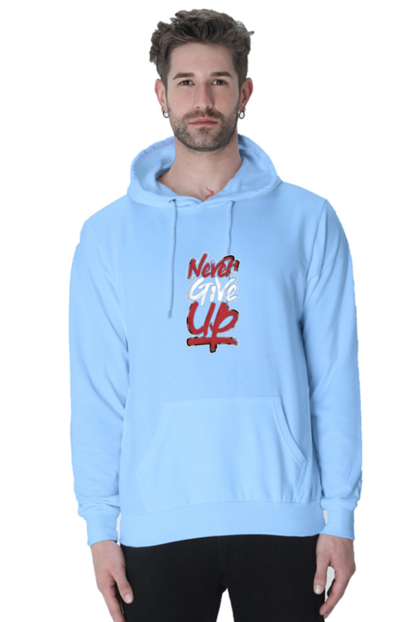 "Never Give Up Cotton Hooded Sweatshirt – Stay Motivated"