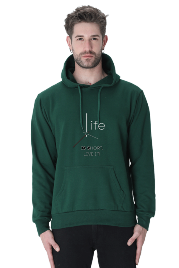 "Life Is Short Cotton Hooded Sweatshirt – Live It Fully" - Image 4