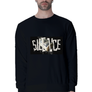 "Silence"  Printed Sweatshirt with Artistic Design