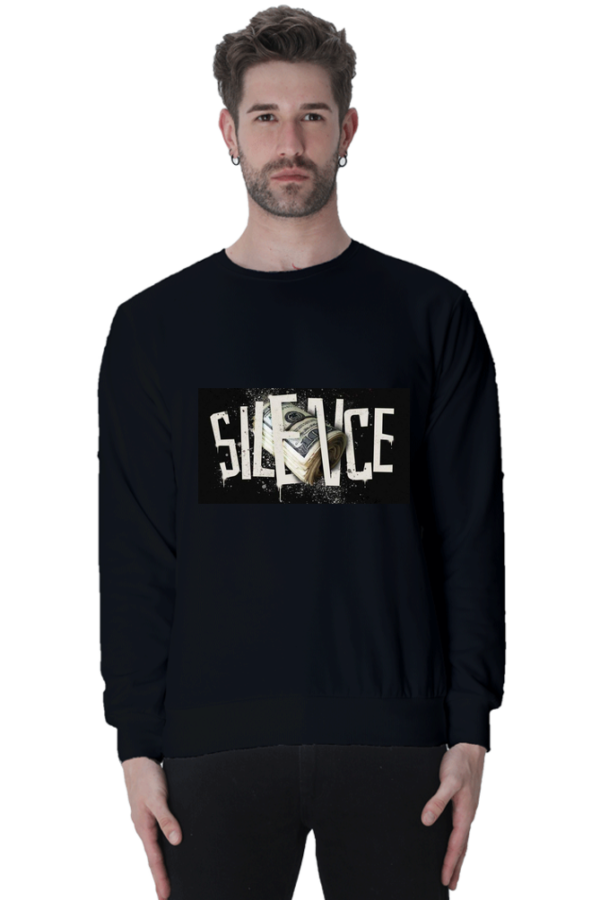 "Silence"  Printed Sweatshirt with Artistic Design