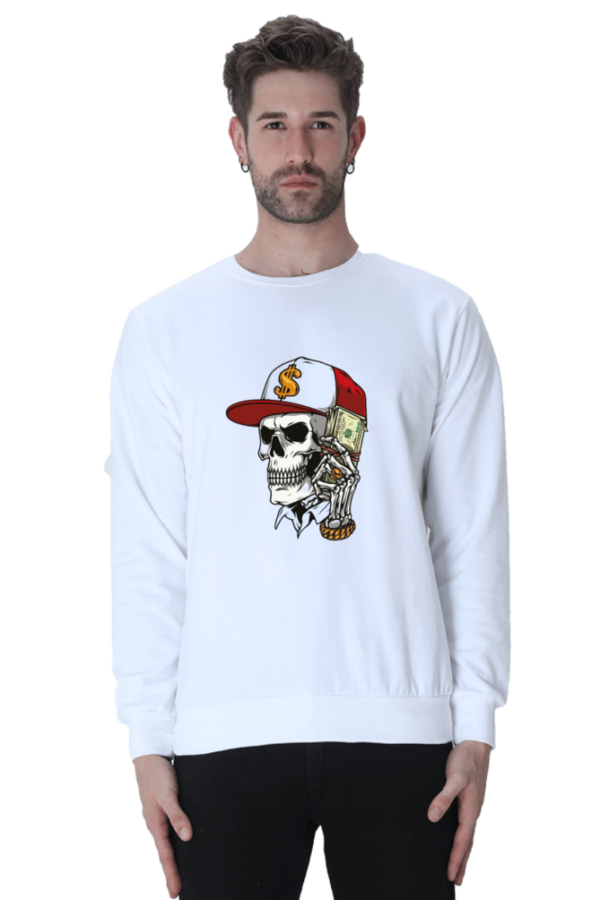 "Street Hustle" Ghost Skull Money (Dollar) Graphic Printed Sweatshirt - Image 12