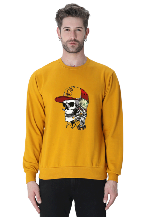 "Street Hustle" Ghost Skull Money (Dollar) Graphic Printed Sweatshirt - Image 6
