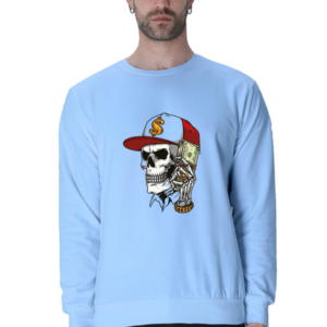 "Street Hustle" Ghost Skull Money (Dollar) Graphic Printed Sweatshirt