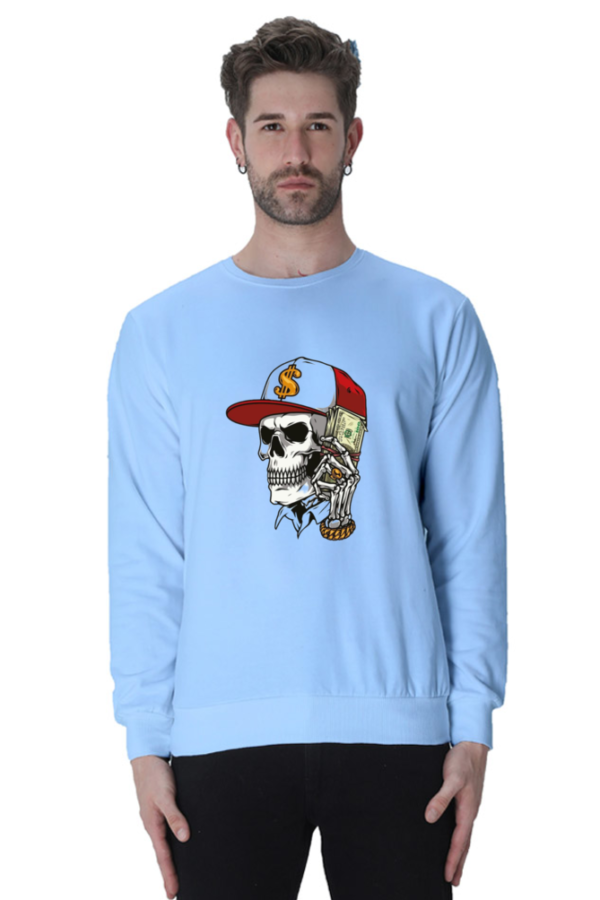 "Street Hustle" Ghost Skull Money (Dollar) Graphic Printed Sweatshirt