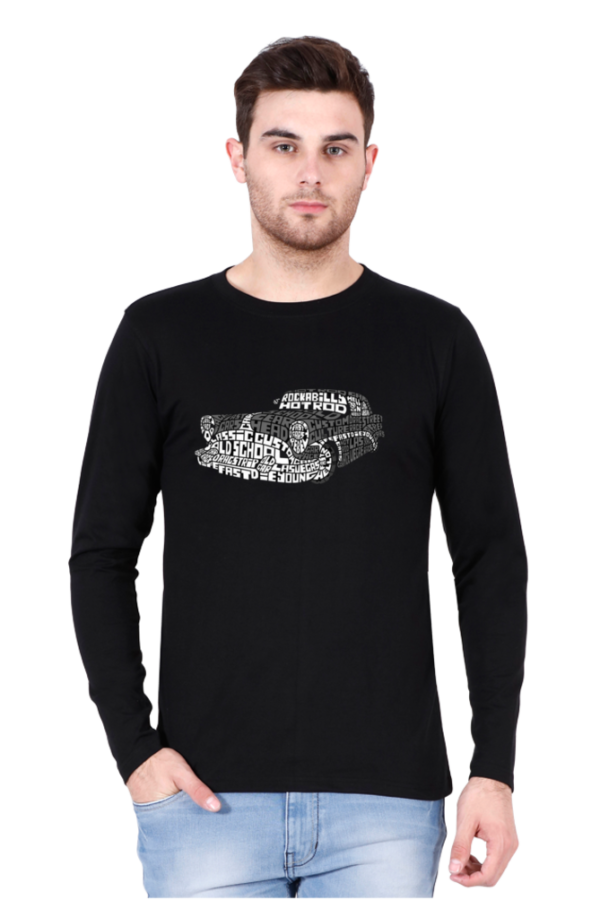 Men's Full-Sleeve Roadster T-Shirt with Vintage Automobile Font Design - Image 4