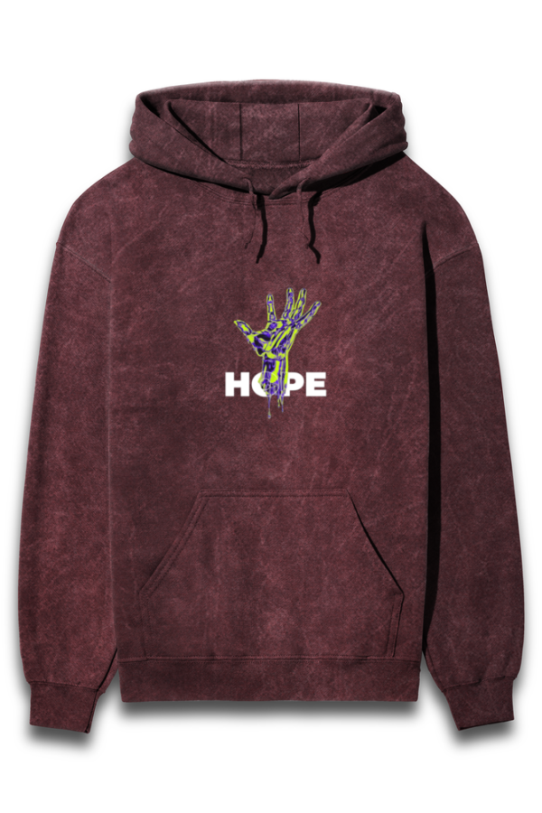 Premium Acid-Washed Hoodie with 'Hope' Print in Aesthetic Style In Classic Colours