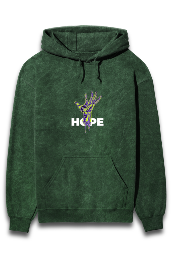 Premium Acid-Washed Hoodie with 'Hope' Print in Aesthetic Style In Classic Colours - Image 2