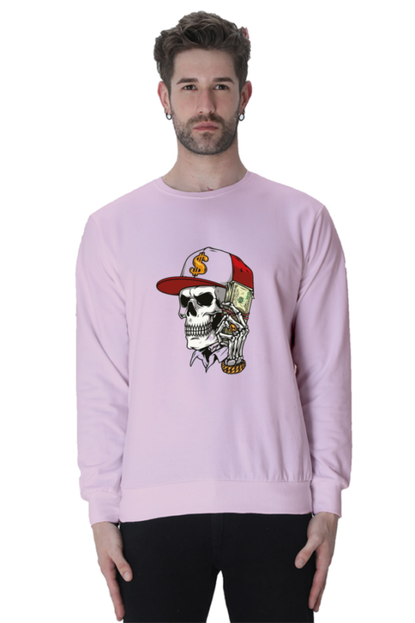 "Street Hustle" Ghost Skull Money (Dollar) Graphic Printed Sweatshirt - Image 5