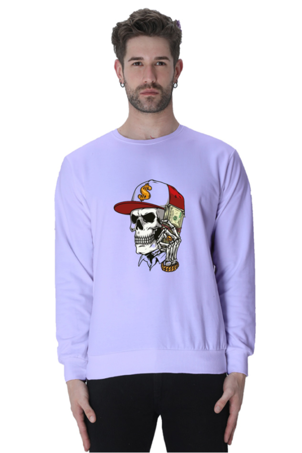 "Street Hustle" Ghost Skull Money (Dollar) Graphic Printed Sweatshirt - Image 4