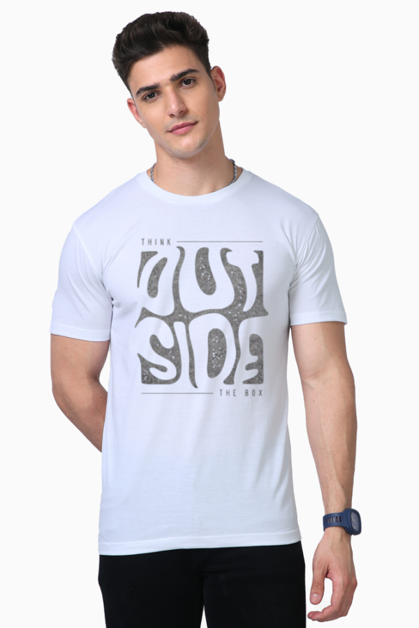 “Think Outside the Box – Trendy Typography T-Shirt for Bold Minds" |  No Sweat, No Fade – Designed for long-lasting comfort. - Image 4