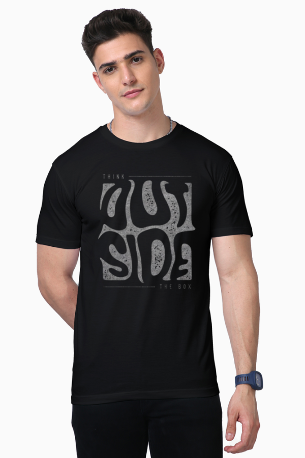 “Think Outside the Box – Trendy Typography T-Shirt for Bold Minds" |  No Sweat, No Fade – Designed for long-lasting comfort. - Image 3